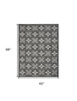 4' X 6' Black And White Fleur De Lis Stain Resistant Non Skid Area Rug