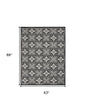 5' X 8' Black And White Fleur De Lis Stain Resistant Non Skid Area Rug