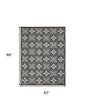 5' X 8' Black And White Fleur De Lis Stain Resistant Non Skid Area Rug
