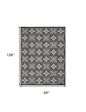 8' X 11' Black and White Geometric Non Skid Indoor Outdoor Area Rug