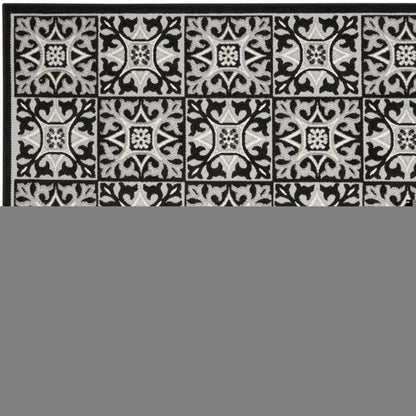 8' X 11' Black and White Geometric Non Skid Indoor Outdoor Area Rug