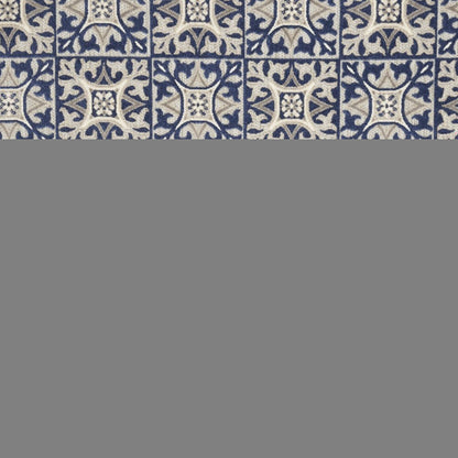 7' X 10' Blue Fleur De Lis Stain Resistant Non Skid Area Rug