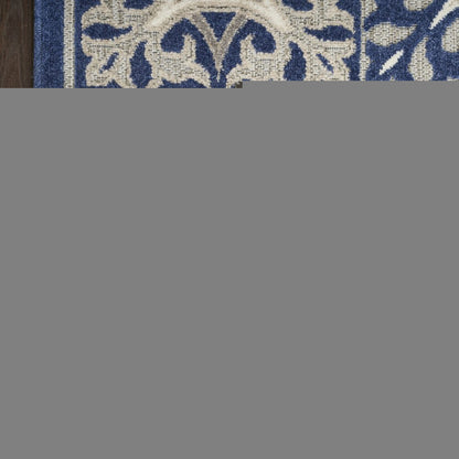 8' X 11' Blue Geometric Non Skid Indoor Outdoor Area Rug