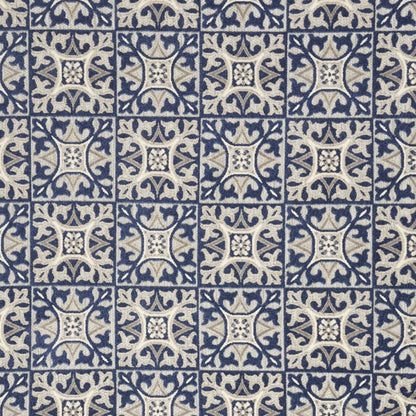 8' X 11' Blue Geometric Non Skid Indoor Outdoor Area Rug