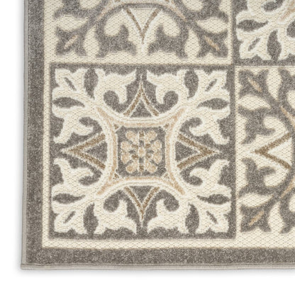 6' X 9' Ivory And Grey Fleur De Lis Stain Resistant Non Skid Area Rug