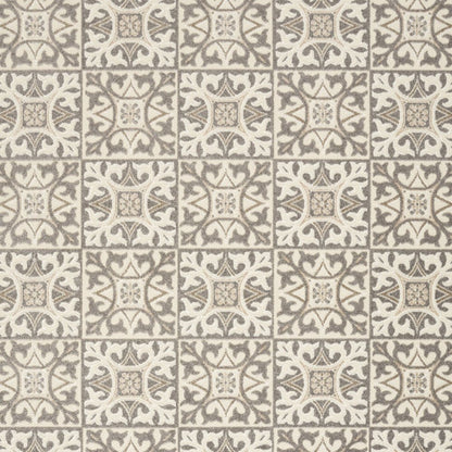 5' X 8' Ivory And Grey Fleur De Lis Stain Resistant Non Skid Area Rug