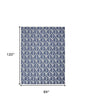 7' X 10' Blue Floral Stain Resistant Non Skid Area Rug