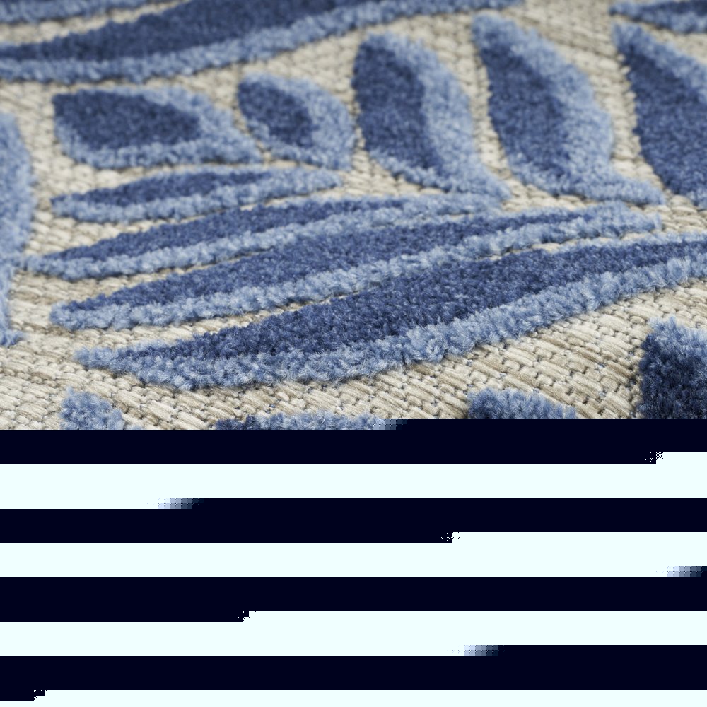 4' X 6' Blue Floral Stain Resistant Non Skid Area Rug