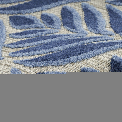 4' X 6' Blue Floral Stain Resistant Non Skid Area Rug