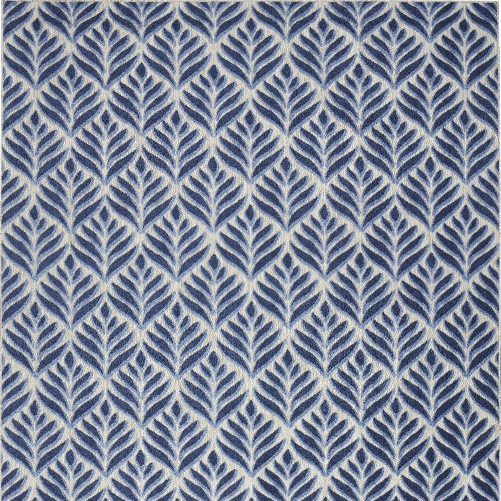 5' X 8' Blue Floral Stain Resistant Non Skid Area Rug
