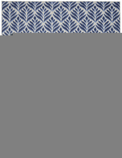 8' X 11' Blue Floral Non Skid Indoor Outdoor Area Rug