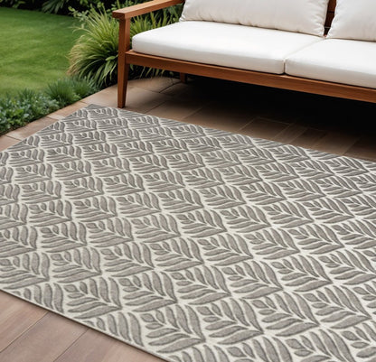 7' X 10' Charcoal Floral Stain Resistant Non Skid Area Rug