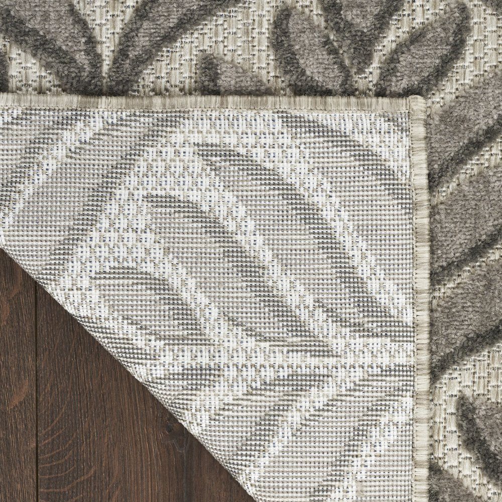 5' X 8' Charcoal Floral Stain Resistant Non Skid Area Rug