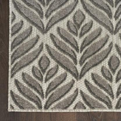 5' X 8' Charcoal Floral Stain Resistant Non Skid Area Rug