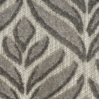 5' X 8' Charcoal Floral Stain Resistant Non Skid Area Rug
