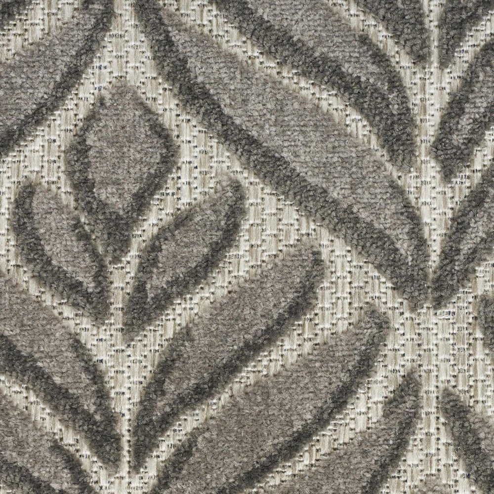 5' X 8' Charcoal Floral Stain Resistant Non Skid Area Rug