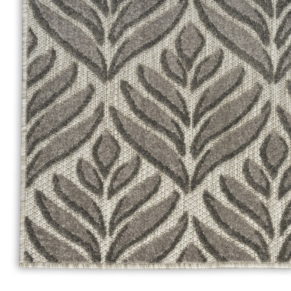 8' X 11' Charcoal Floral Non Skid Indoor Outdoor Area Rug