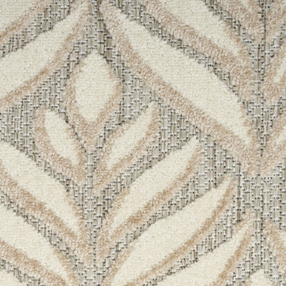 6' X 9' Ivory And Grey Floral Stain Resistant Non Skid Area Rug