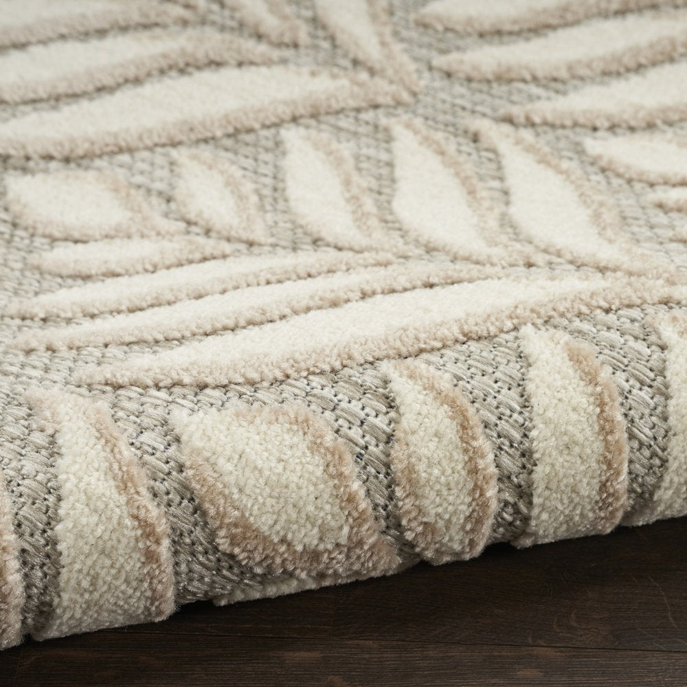 6' X 9' Ivory And Grey Floral Stain Resistant Non Skid Area Rug