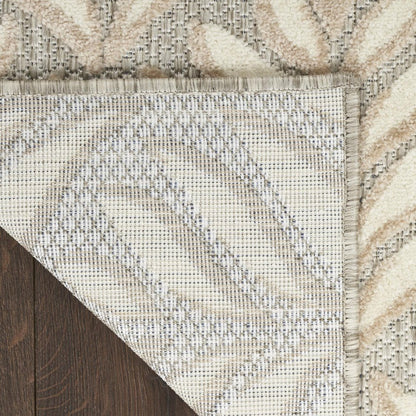 5' X 8' Ivory And Grey Floral Stain Resistant Non Skid Area Rug