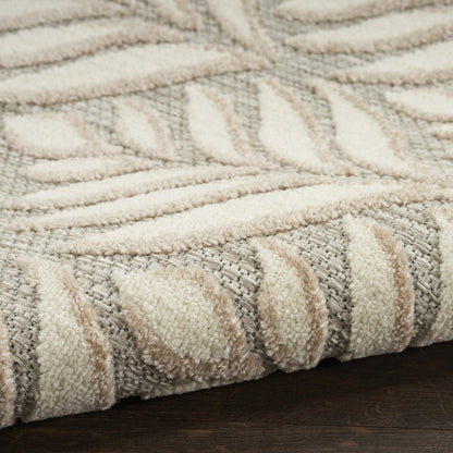 5' X 8' Ivory And Grey Floral Stain Resistant Non Skid Area Rug