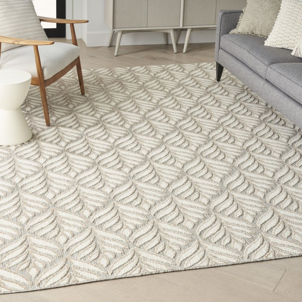 5' X 8' Ivory And Grey Floral Stain Resistant Non Skid Area Rug