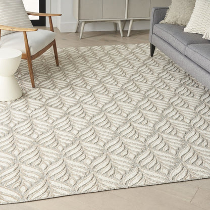 5' X 8' Ivory And Grey Floral Stain Resistant Non Skid Area Rug