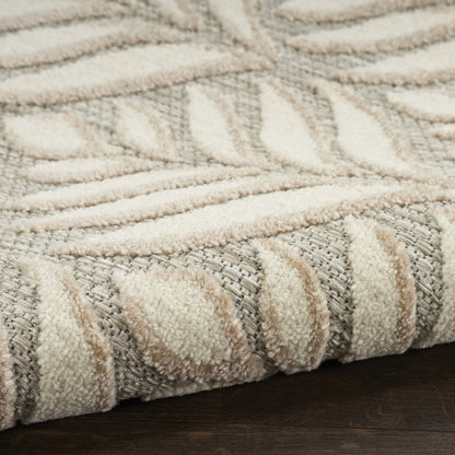 8' X 11' Ivory and Gray Floral Non Skid Indoor Outdoor Area Rug
