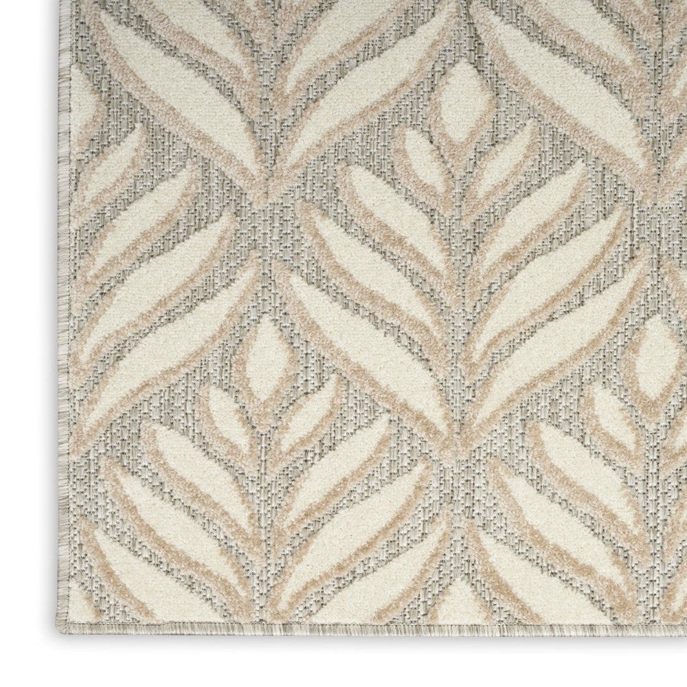 8' X 11' Ivory and Gray Floral Non Skid Indoor Outdoor Area Rug