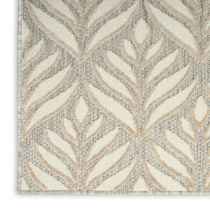 8' X 11' Ivory and Gray Floral Non Skid Indoor Outdoor Area Rug