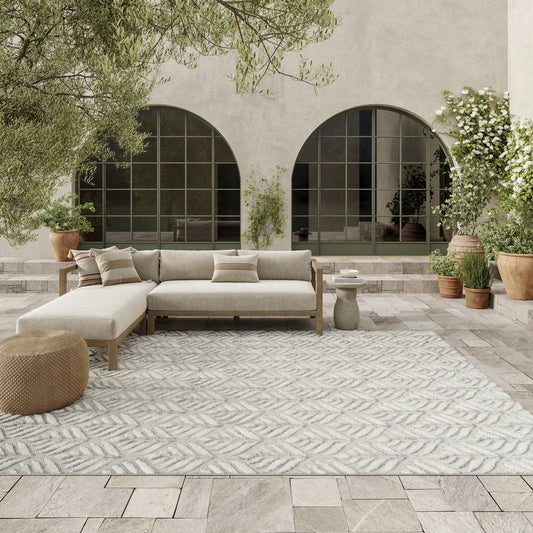 7' X 10' Grey Floral Stain Resistant Non Skid Area Rug