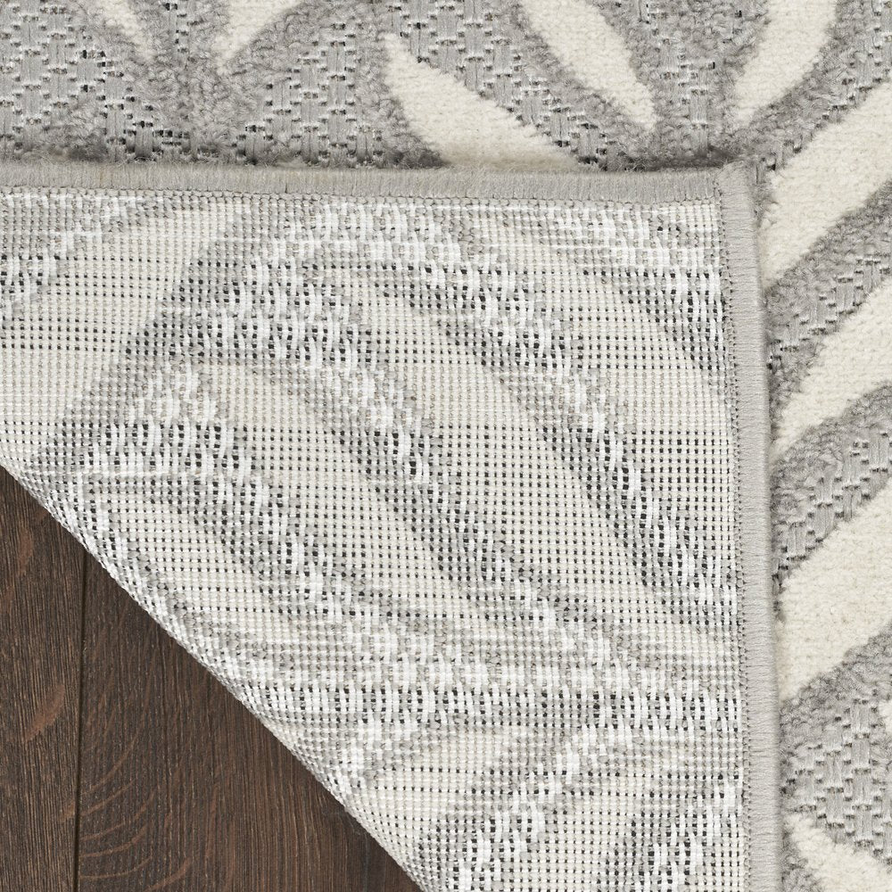 4' X 6' Grey Floral Stain Resistant Non Skid Area Rug