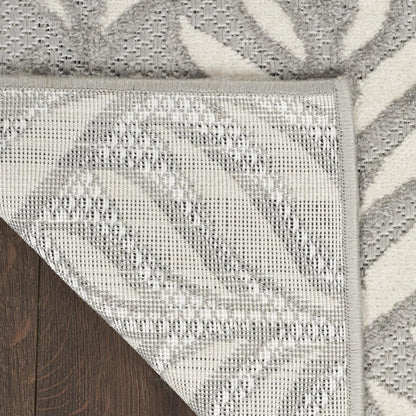 4' X 6' Grey Floral Stain Resistant Non Skid Area Rug