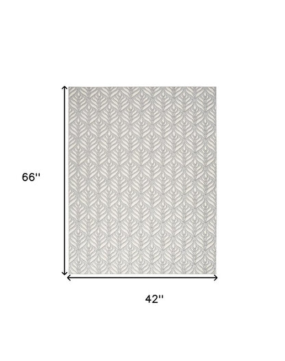 4' X 6' Grey Floral Stain Resistant Non Skid Area Rug