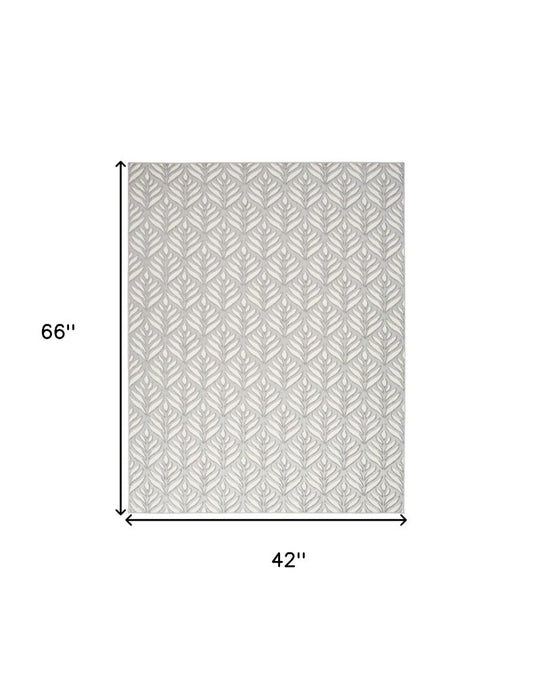 4' X 6' Grey Floral Stain Resistant Non Skid Area Rug