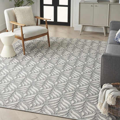 4' X 6' Grey Floral Stain Resistant Non Skid Area Rug