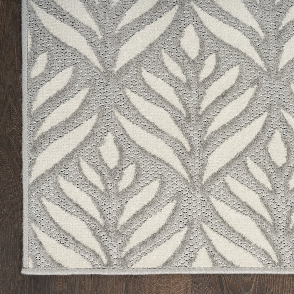 8' X 11' Gray Floral Non Skid Indoor Outdoor Area Rug