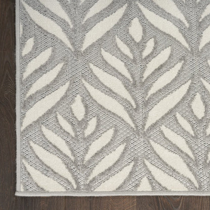 8' X 11' Gray Floral Non Skid Indoor Outdoor Area Rug
