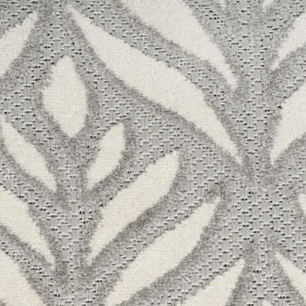 8' X 11' Gray Floral Non Skid Indoor Outdoor Area Rug
