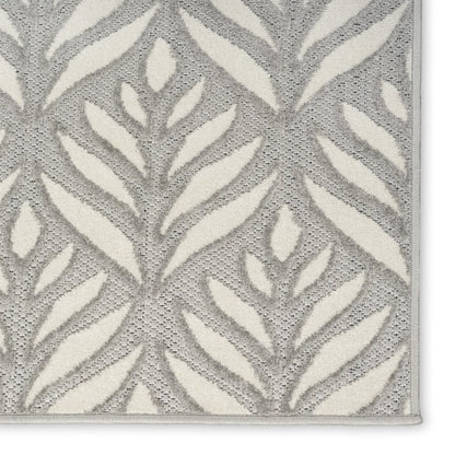 8' X 11' Gray Floral Non Skid Indoor Outdoor Area Rug