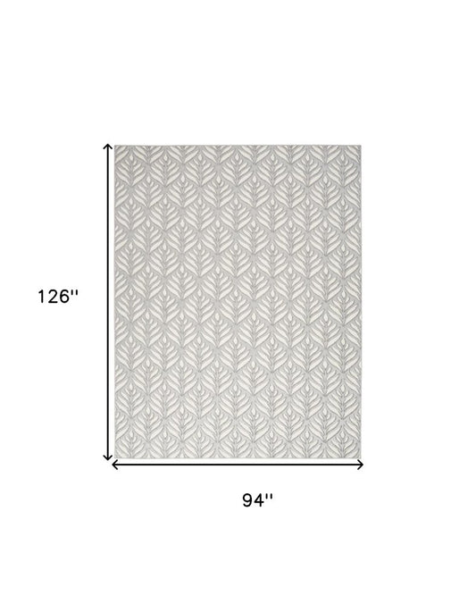 8' X 11' Gray Floral Non Skid Indoor Outdoor Area Rug