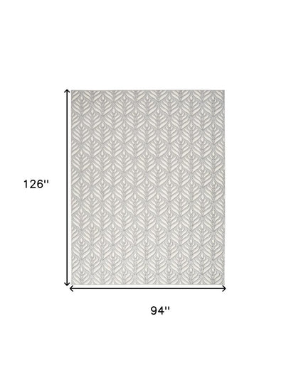 8' X 11' Gray Floral Non Skid Indoor Outdoor Area Rug