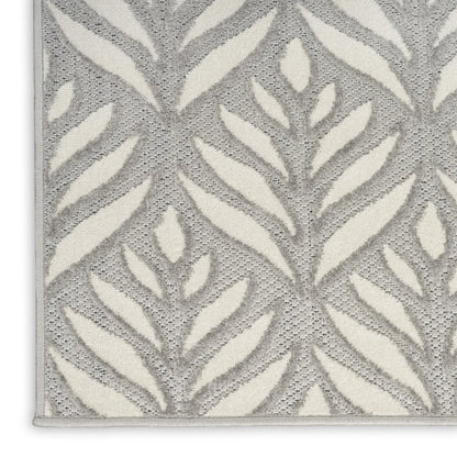 8' X 11' Gray Floral Non Skid Indoor Outdoor Area Rug