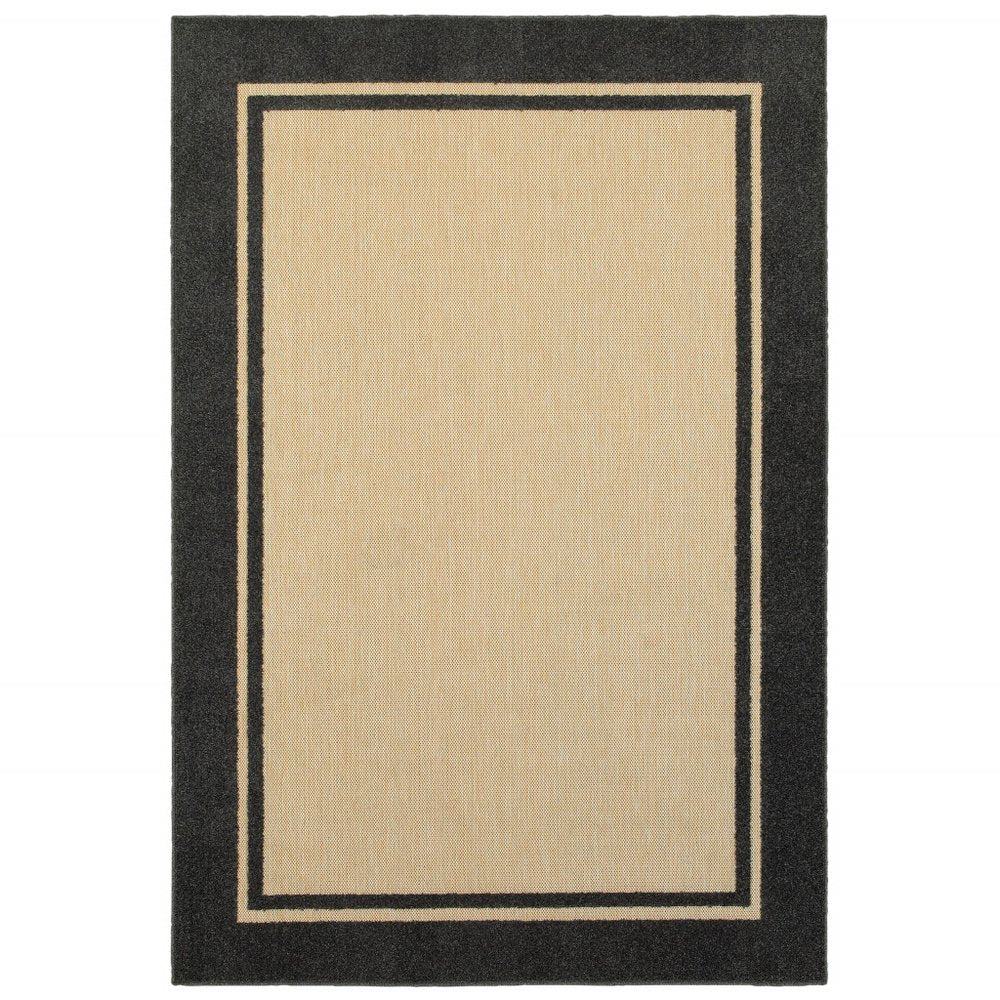 2' X 3' Beige and Black Stain Resistant Indoor Outdoor Area Rug