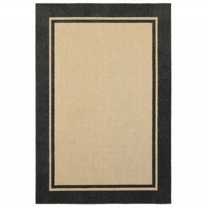 2' X 3' Beige and Black Stain Resistant Indoor Outdoor Area Rug