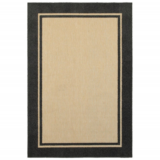 2' X 3' Beige and Black Stain Resistant Indoor Outdoor Area Rug