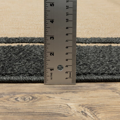 2' X 3' Beige and Black Stain Resistant Indoor Outdoor Area Rug