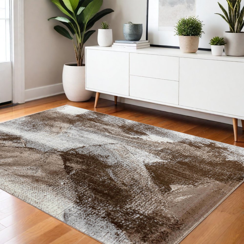 4' X 6' Brown Abstract Area Rug