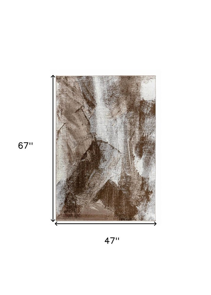 4' X 6' Brown Abstract Area Rug