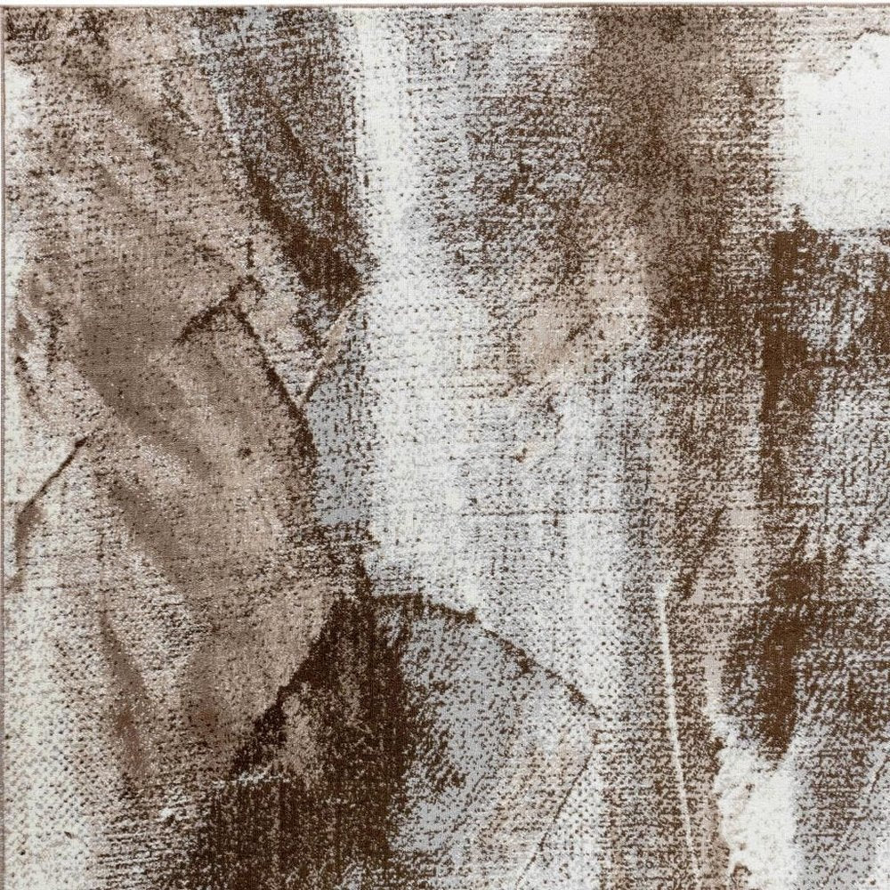 7' X 10' Brown Abstract Area Rug